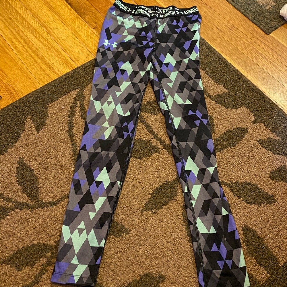 Purple and green leggings